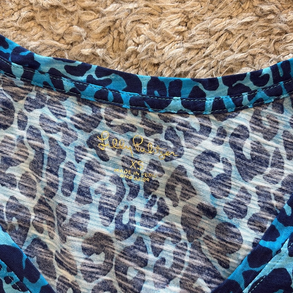 Lilly Pulitzer Blue Leopard Printed Top - Picture 2 of 4